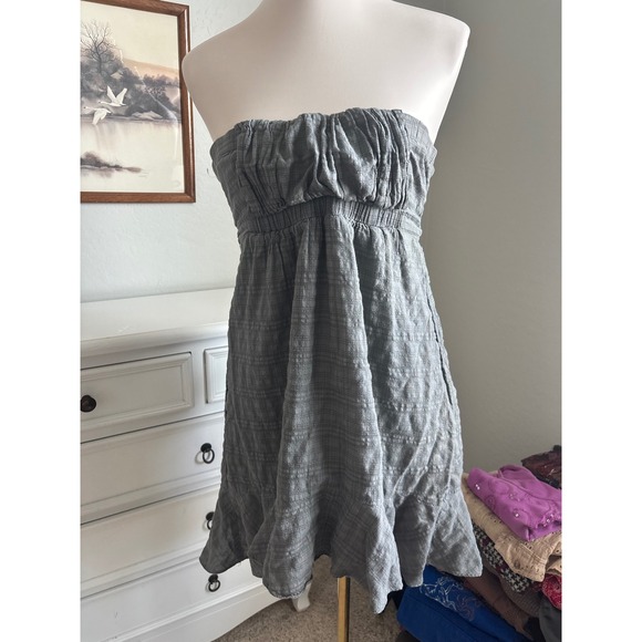 Kimchi Blue Dresses & Skirts - y2k Strapless Mini Dress Womens Small Grey Excellent Plaid Babydoll